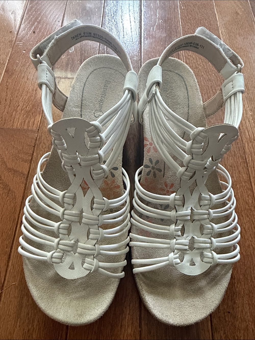 BareTraps White Strappy Wedge Sandals